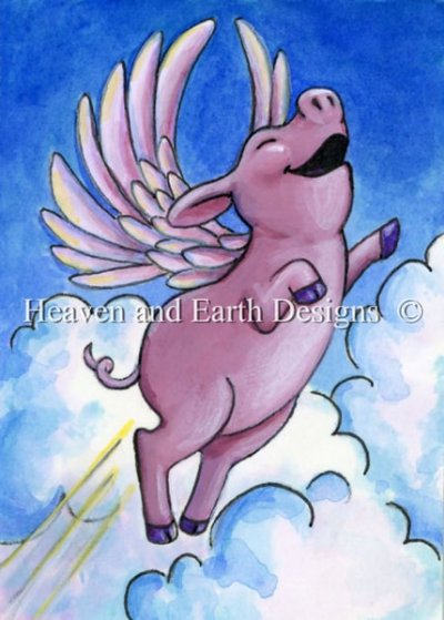 Diamond Painting Canvas - QS Flying Pink Piggie - Click Image to Close